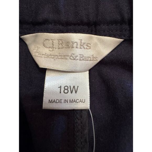 CJ Banks Navy Blue Tencel Straight Leg Pants Pockets Zipper Button Plus Size 18W - Picture 6 of 12